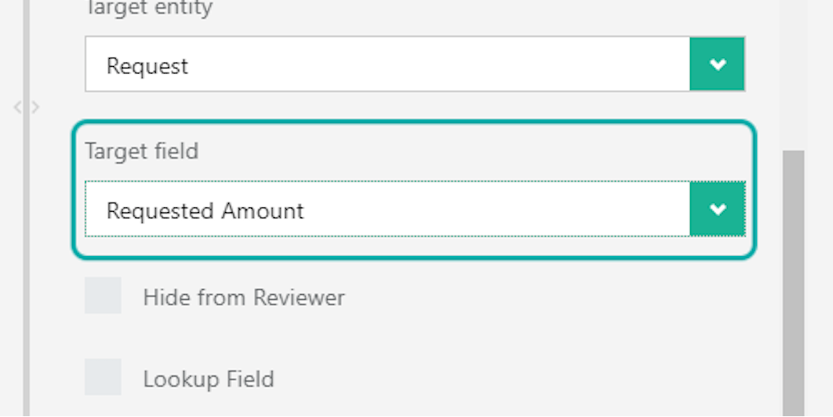 Click on Requested Amount from Target field dropdown