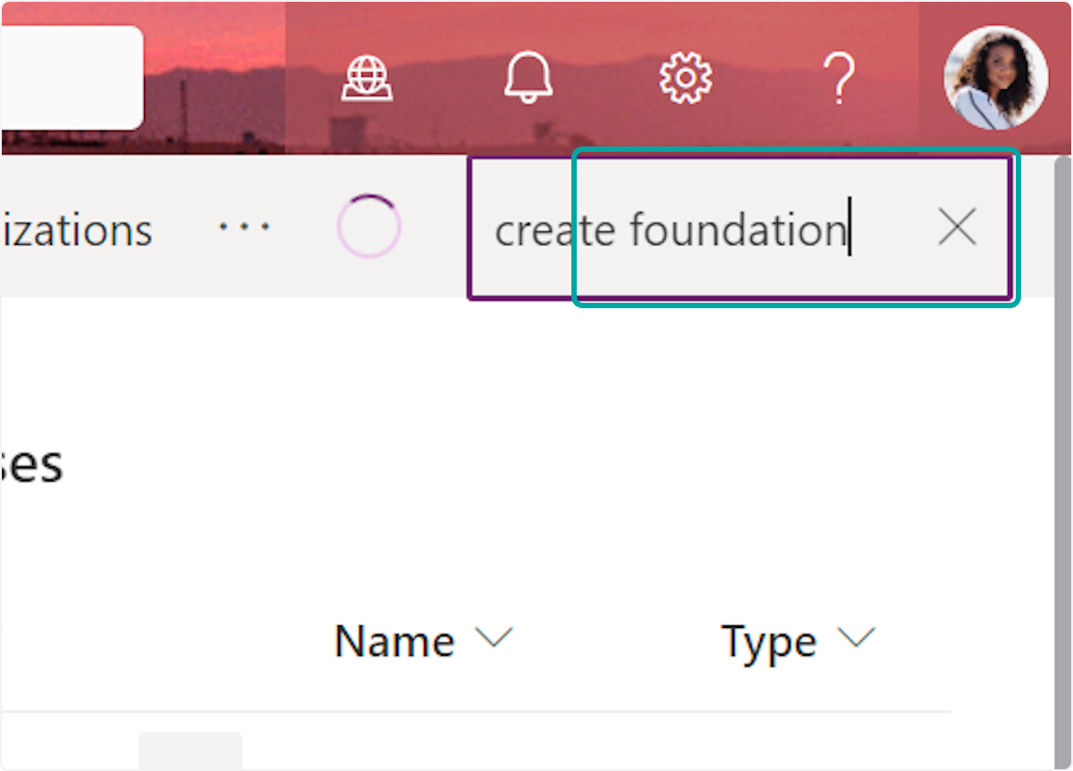 Type "create foundation